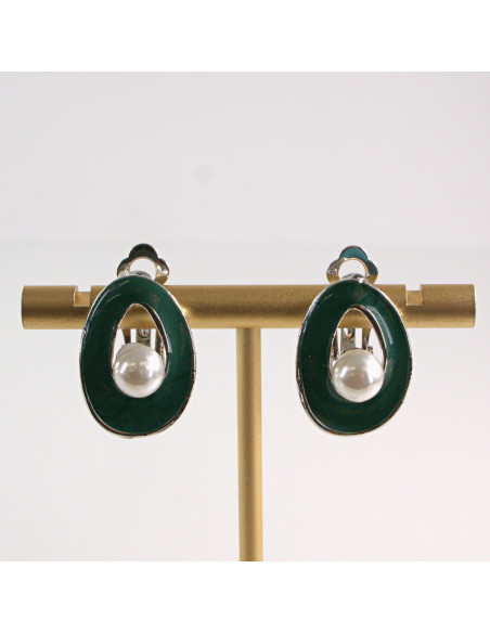 Klipsy do Uszu Lolita Accessories Klips do Ucha ZIELONE Z PEREŁKĄ