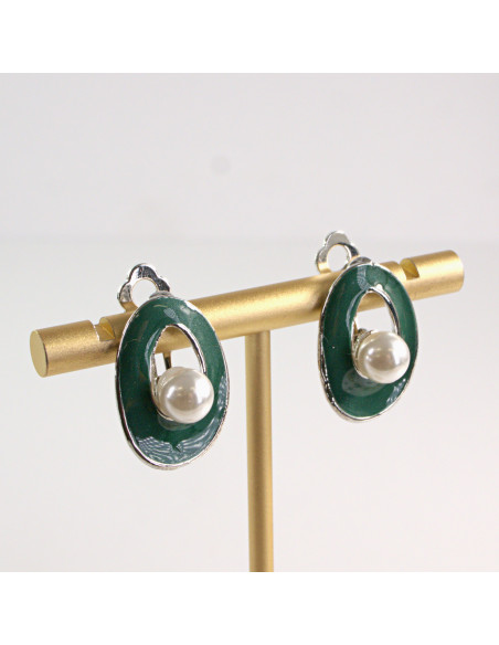 Klipsy do Uszu Lolita Accessories Klips do Ucha ZIELONE Z PEREŁKĄ