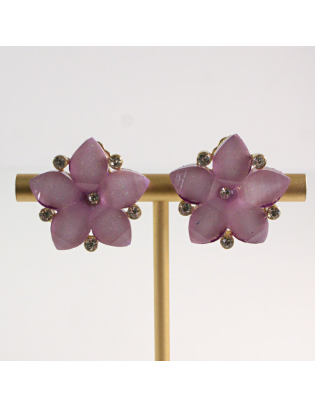 Klipsy do Uszu Lolita Akcesoria Klips do Ucha Kwiatki Kwiatek fiolet Lila
