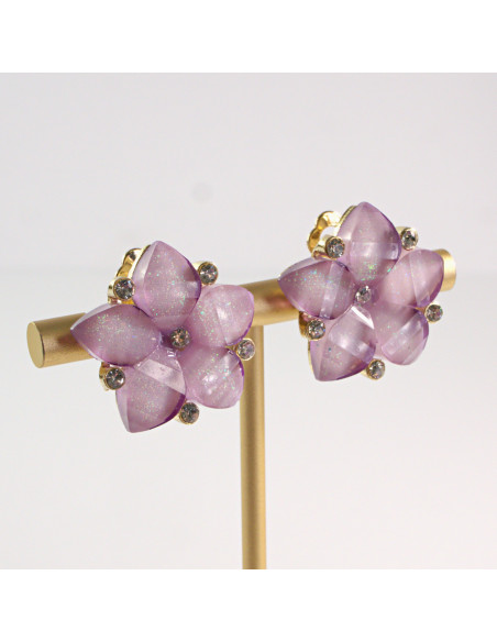 Klipsy do Uszu Lolita Akcesoria Klips do Ucha Kwiatki Kwiatek fiolet Lila