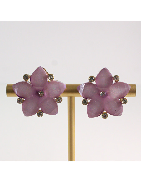 Klipsy do Uszu Lolita Akcesoria Klips do Ucha Kwiatki Kwiatek fiolet Lila