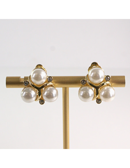 Klipsy do Uszu Lolita Akcesoria Klips do Ucha z PERŁAMI PEREŁKI PERŁA