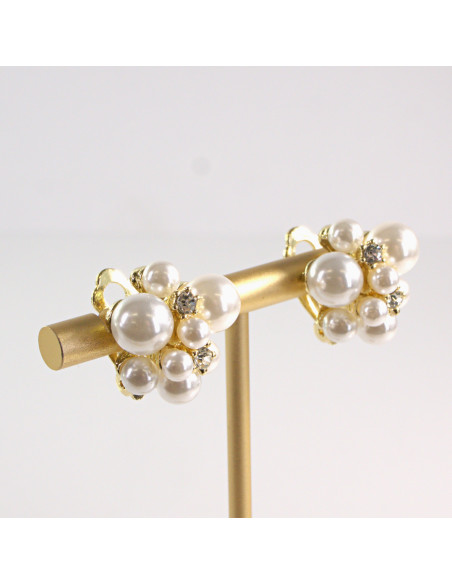 Klipsy do Uszu Lolita Akcesoria Klips do Ucha z PERŁAMI PEREŁKI PERŁA