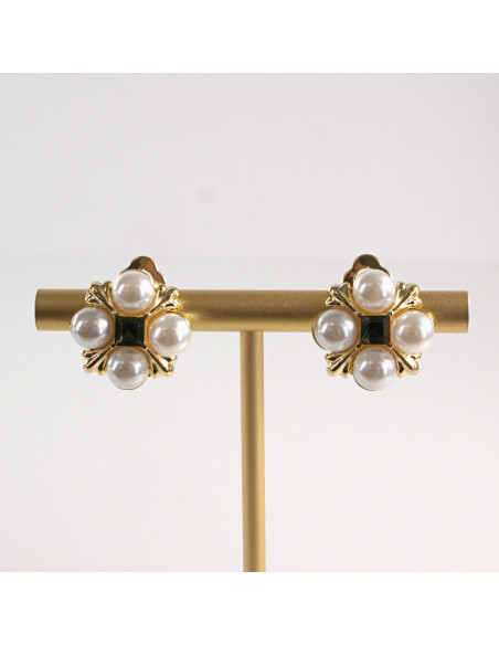 Klipsy do Uszu Lolita Akcesoria Klips do Ucha z PERŁAMI PEREŁKI PERŁA