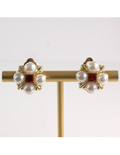 Klipsy do Uszu Lolita Akcesoria Klips do Ucha z PERŁAMI...