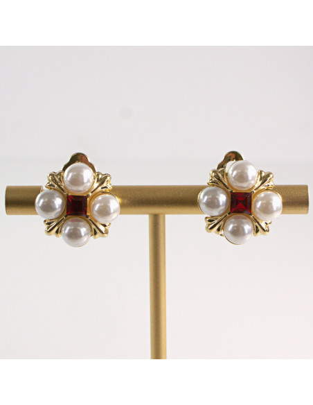 Klipsy do Uszu Lolita Akcesoria Klips do Ucha z PERŁAMI PEREŁKI PERŁA