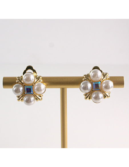 Klipsy do Uszu Lolita Akcesoria Klips do Ucha z PERŁAMI PEREŁKI PERŁA