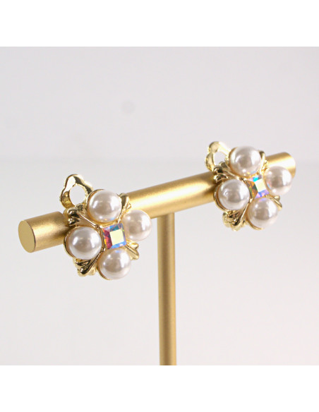 Klipsy do Uszu Lolita Akcesoria Klips do Ucha z PERŁAMI PEREŁKI PERŁA