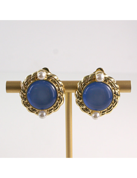 Klipsy do Uszu Lolita Akcesoria Klips do Ucha NIEBIESKIE VINTAGE LATA 80-te