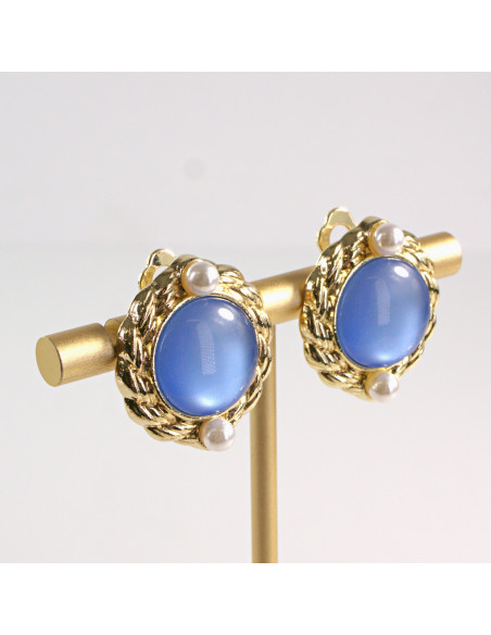 Klipsy do Uszu Lolita Akcesoria Klips do Ucha NIEBIESKIE VINTAGE LATA 80-te