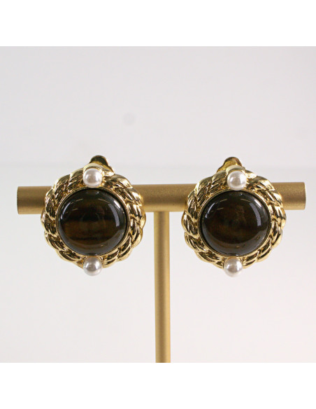 Klipsy do Uszu Lolita Akcesoria Klips do Ucha brązowe VINTAGE LATA 80-te