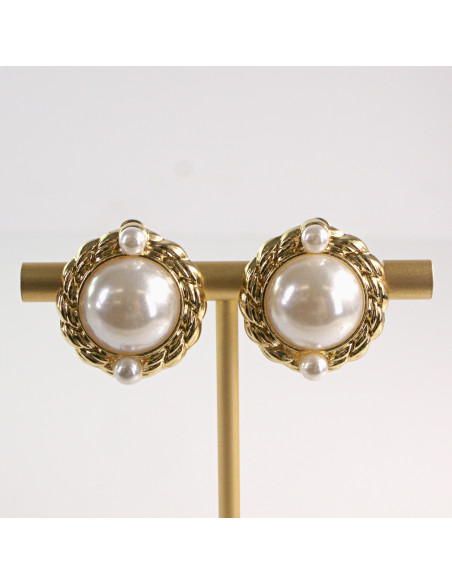 Klipsy do Uszu Lolita Akcesoria Klips do Ucha z PERŁĄ VINTAGE LATA 80-te