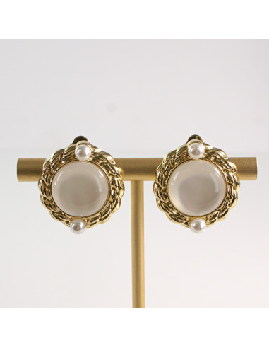 Klipsy do Uszu Lolita Akcesoria Klips do Ucha ecru VINTAGE LATA 80-te