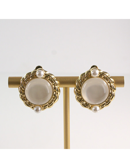 Klipsy do Uszu Lolita Akcesoria Klips do Ucha ecru VINTAGE LATA 80-te