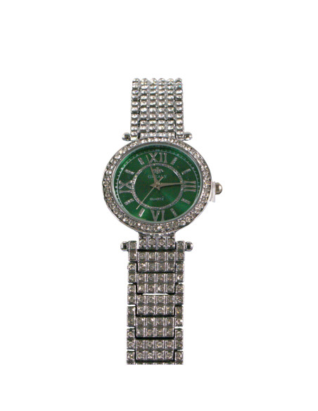Zegarek damski srebrny z zieloną tarczą i cyrkoniami Lolita Akcesoria