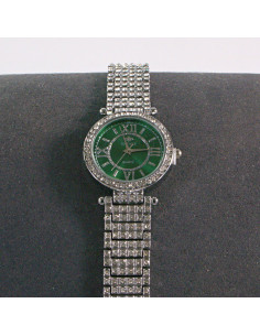 Zegarek damski srebrny z zieloną tarczą i cyrkoniami... 2