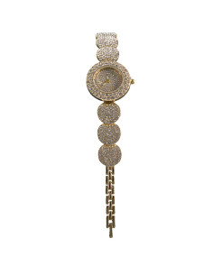 Zegarek damski vintage złoty zwężany z tarczą z kamieni...