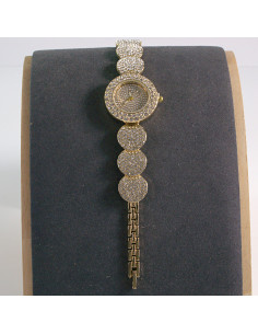 Zegarek damski vintage złoty zwężany z tarczą z kamieni... 2