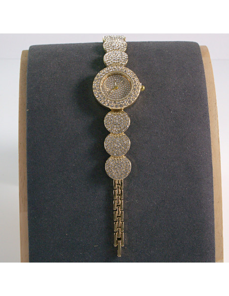 Zegarek damski vintage złoty zwężany z tarczą z kamieni Lolita Akcesoria