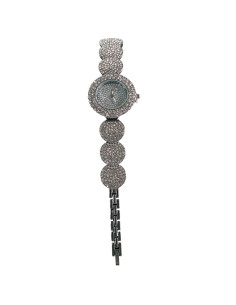 Zegarek damski vintage srebrny zwężany z tarczą z kamieni...