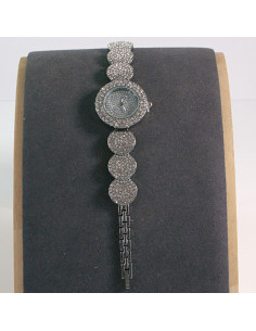 Zegarek damski vintage srebrny zwężany z tarczą z kamieni... 2