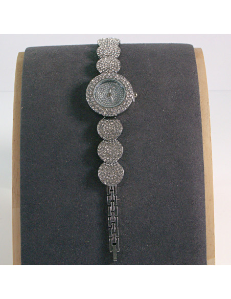 Zegarek damski vintage srebrny zwężany z tarczą z kamieni Lolita Akcesoria