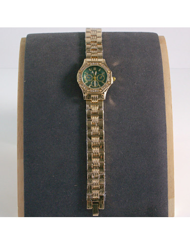 Zegarek damski vintage złoty z zieloną tarczą...