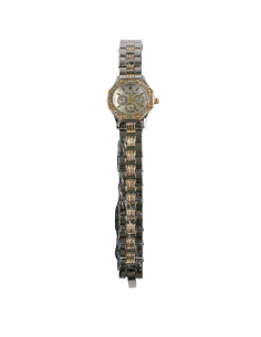 Zegarek damski vintage srebrno- złoty z białą tarczą...