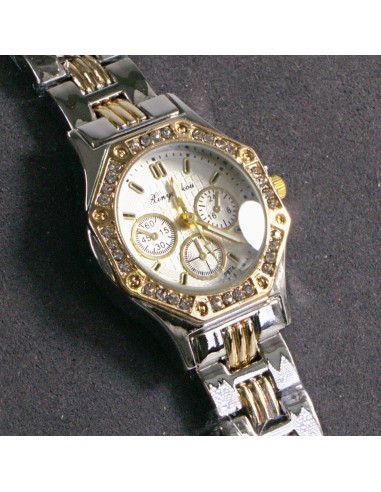 Zegarek damski vintage srebrno- złoty z białą...