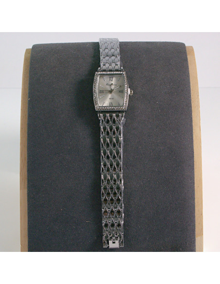 Zegarek damski vintage prostokątny srebrny z białą tarczą Lolita Akcesoria