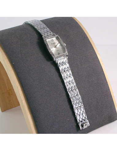 Zegarek damski vintage prostokątny srebrny z...