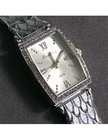 Zegarek damski vintage prostokątny srebrny z...