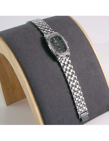 Zegarek damski vintage  srebrny z czarną tarczą...