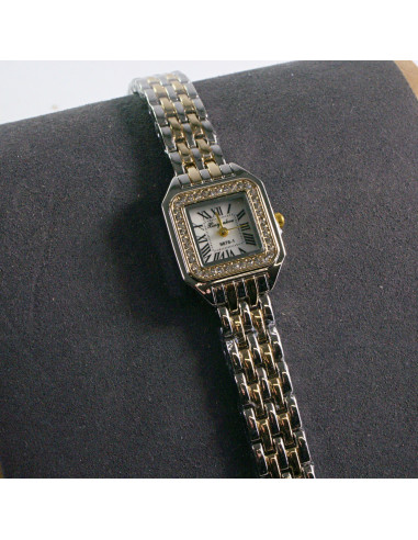 Zegarek damski vintage srebrno- złoty z białą...