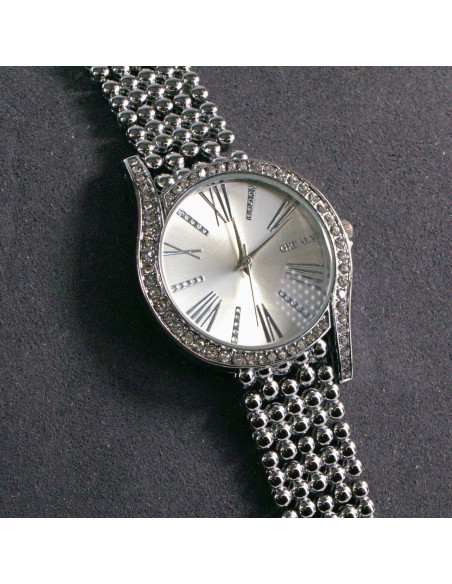 Zegarek damski vintage srebrny z koralikowym paskiem Lolita Akcesoria