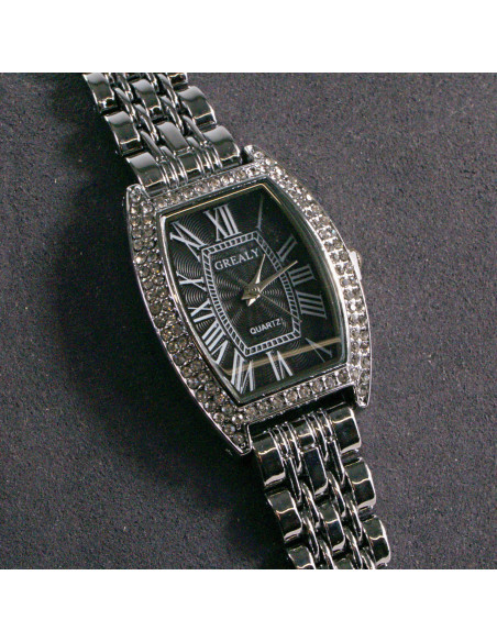 Zegarek damski vintage srebrny z czarną tarczą Lolita Akcesoria