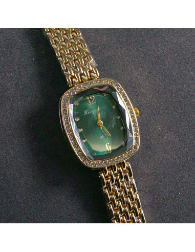 Zegarek damski vintage złoty z zieloną tarczą...