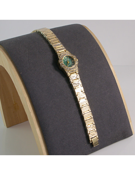 Zegarek damski vintage złoty z zieloną tarczą i cyrkonią Lolita Akcesoria