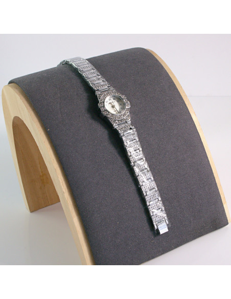 Zegarek damski vintage srebrny z białą tarczą i cyrkonią Lolita Akcesoria