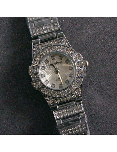 Zegarek damski vintage srebrny z białą tarczą i...