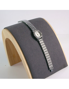 Zegarek damski vintage srebrny z białą tarczą i cyrkonią... 2