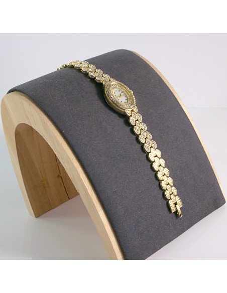 Zegarek damski vintage złoty z białą tarczą i cyrkonią Lolita Akcesoria