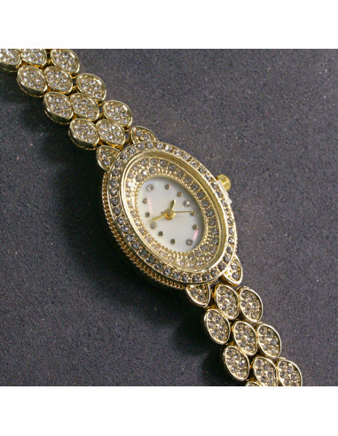 Zegarek damski vintage złoty z białą tarczą i...