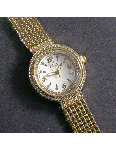 Zegarek damski vintage złoty z białą tarczą...