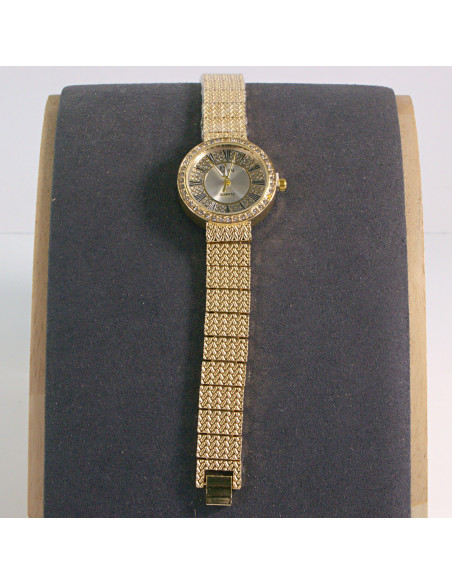 Zegarek damski vintage złoty z białą tarczą i kryształkami Lolita Akcesoria