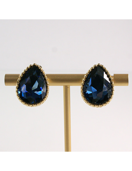 Klipsy do Uszu Lolita Akcesoria Klips do Ucha GRANATOWE KRYSZTAŁKI ŁEZKI