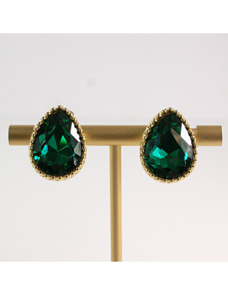 Klipsy do Uszu Lolita Akcesoria Klips do Ucha ZIELONE KRYSZTAŁKI ŁEZKI