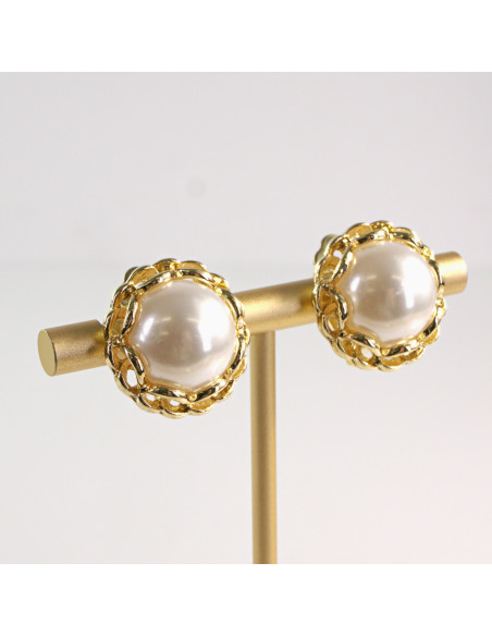 Klipsy do Uszu Lolita Akcesoria Klips do Ucha PERŁOWE "GUZIKI" VINTAGE