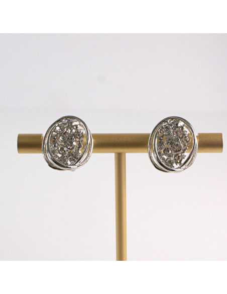 Klipsy do Uszu Lolita Akcesoria Klips do Ucha SERBRNE GNIAZDKA Z CYRKONIAMI