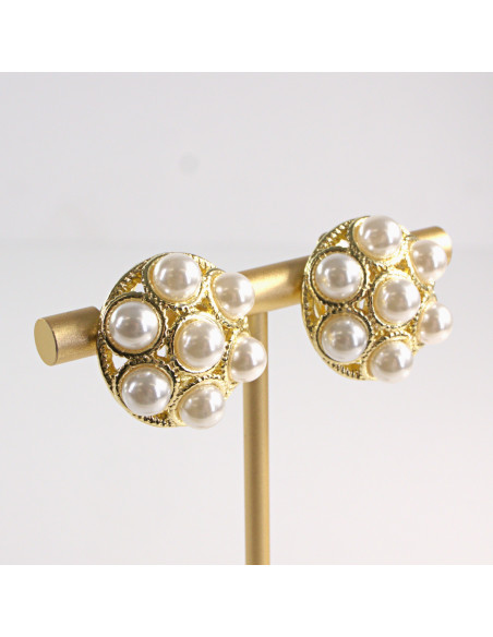 Klipsy do Uszu Lolita Akcesoria Klips do Ucha ZŁOTE "GUZIKI" VINTAGE PERŁY